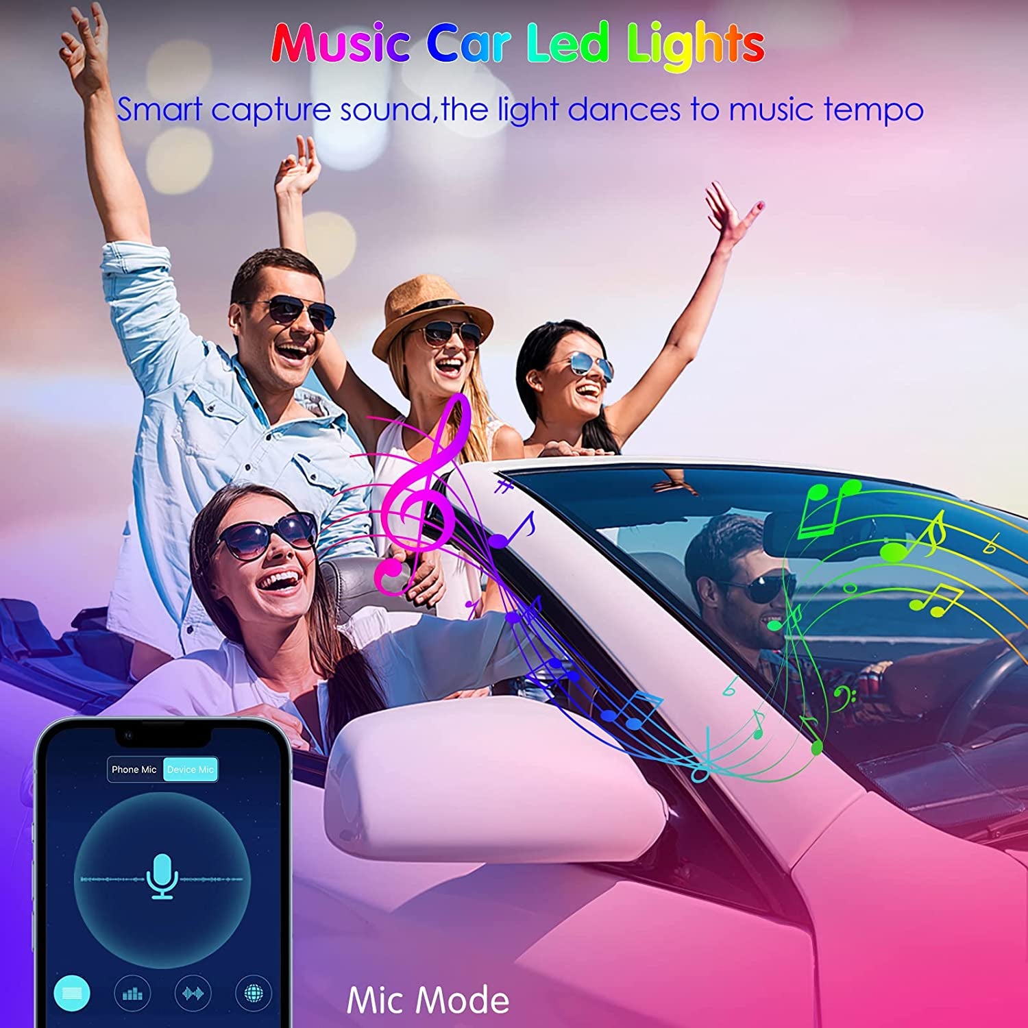 Interior Car Lights  Car Accessories APP Control with Remote Music Sync Color Change RGB under Dash Car Lighting with Charger 12V LED Lights