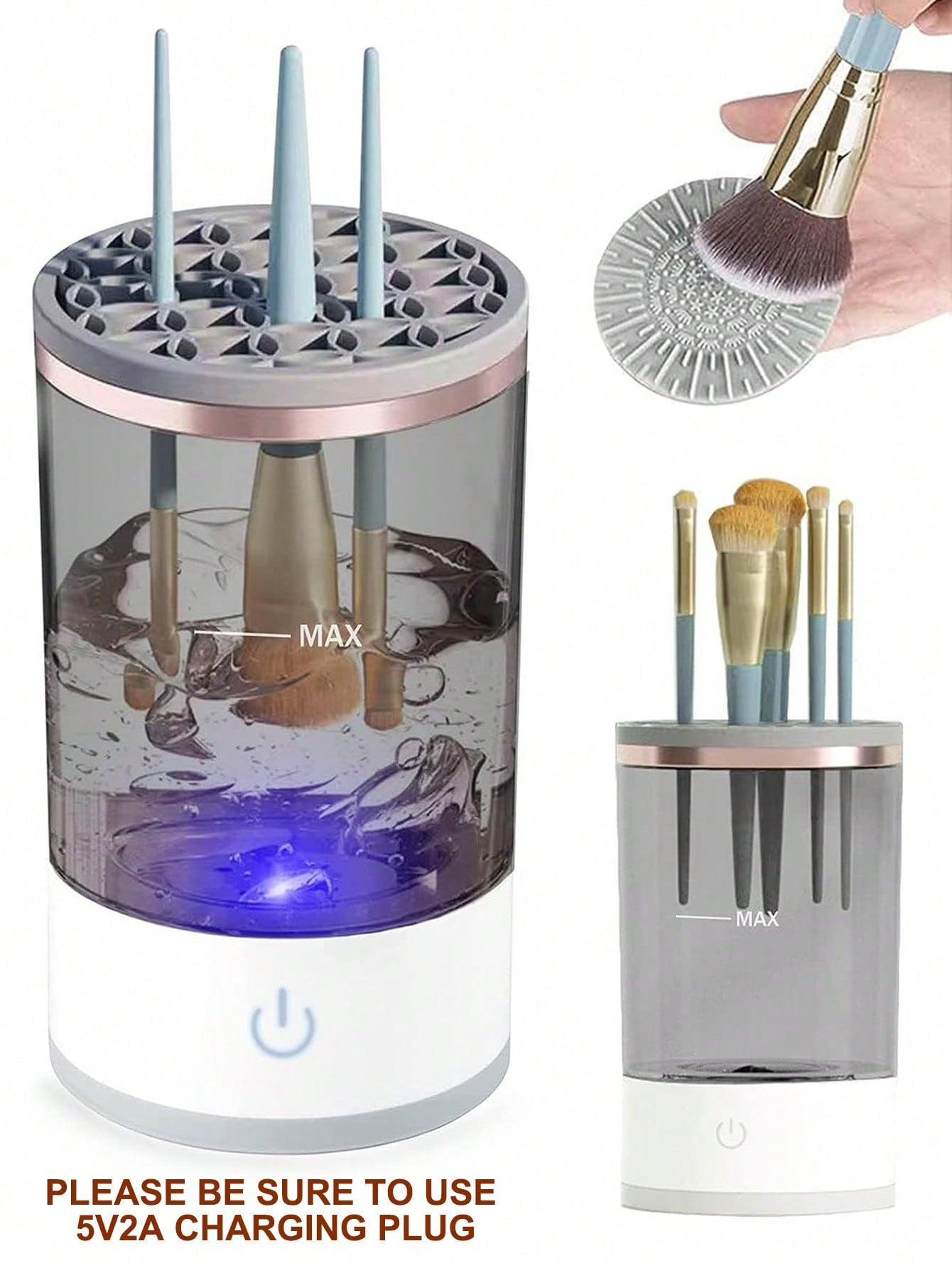 Electric Makeup Brush Cleaner Machine, USB Make up Brush Cleaner, Portable Electric Makeup Brush Cleaner, Makeup Brush Cleaner Machine with Makeup Brush Cleaner Mat for All Size Makeup Brush