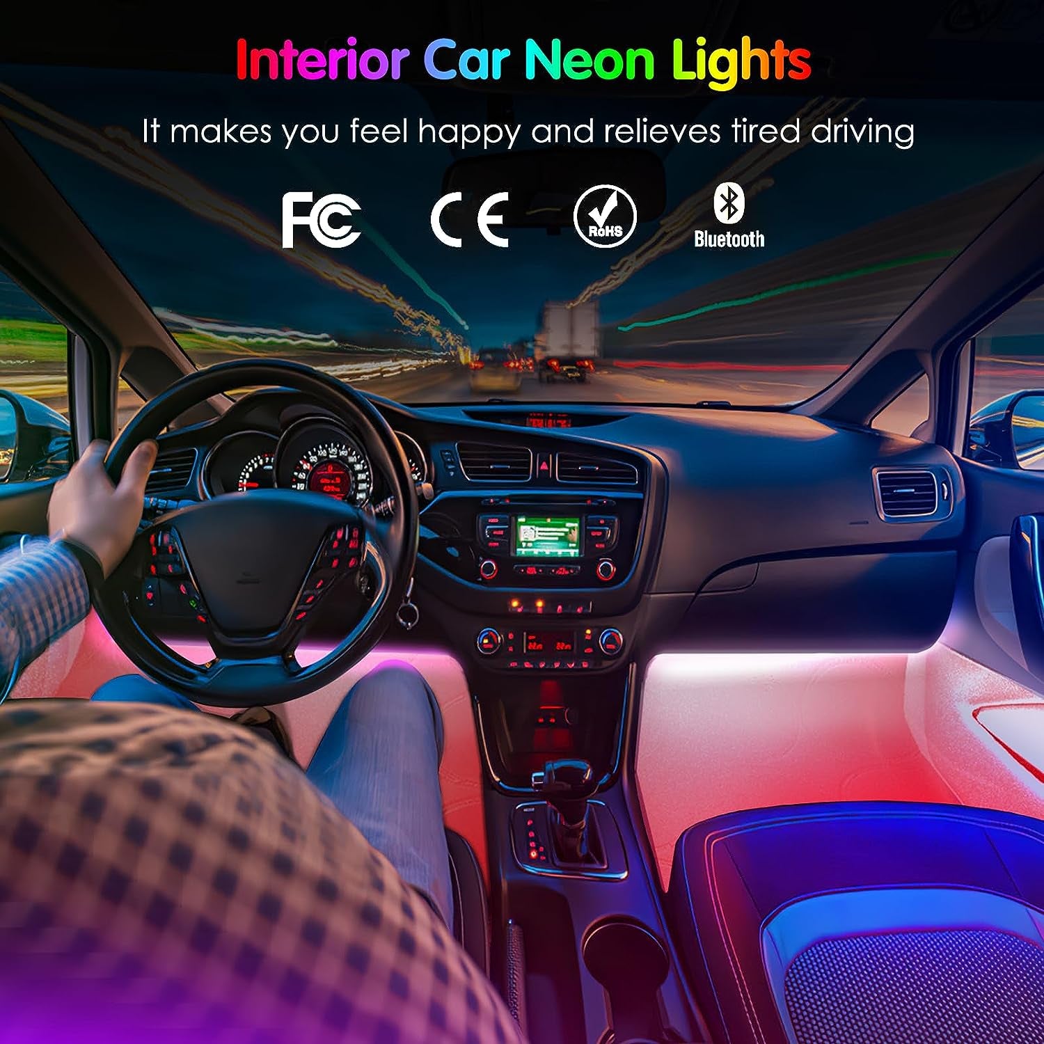 Interior Car Lights  Car Accessories APP Control with Remote Music Sync Color Change RGB under Dash Car Lighting with Charger 12V LED Lights