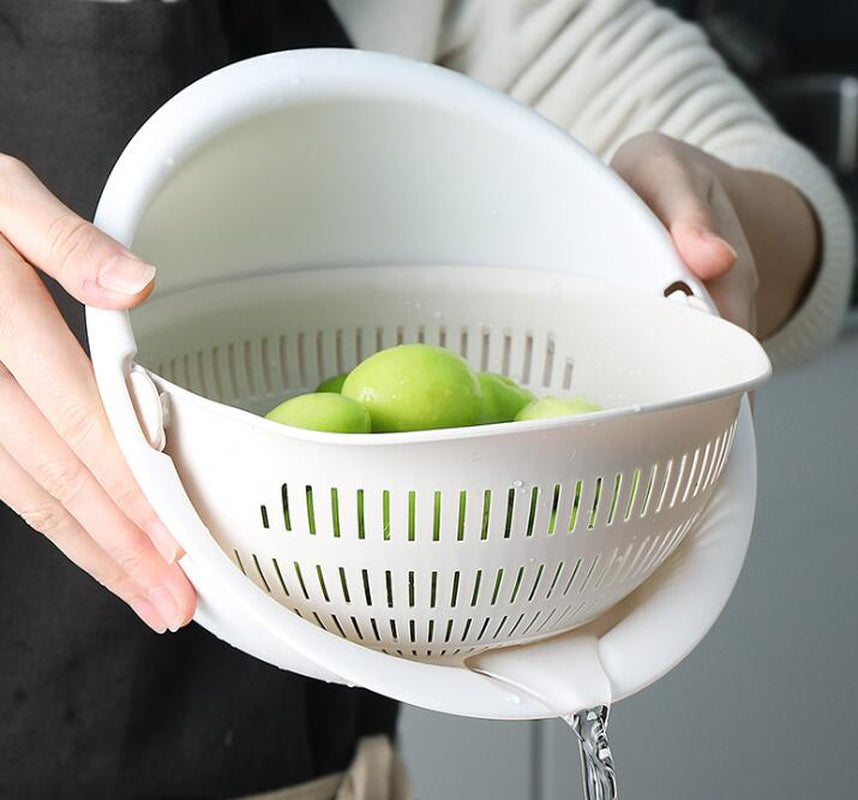 Double-Dish Sink Drain Basket Kitchen Panning Wash Fruit Basket